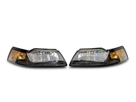 Phares de rechange de style OEM Raxiom Mustang Axial Series 99-04 - Boîtier noir (lentille transparente)