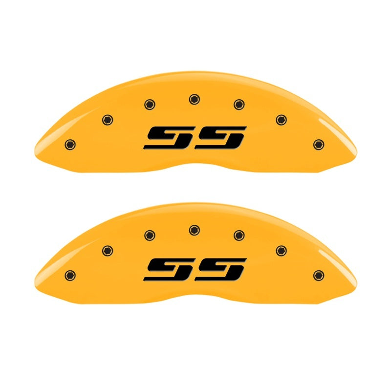 MGP 2 Caliper Covers Engraved Silverado SS Yellow Finish Blk Char 05 Chevy Silverado 1500