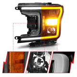 Phare de projecteur ANZO 2018-2020 Ford F-150 avec boîtier noir de style Plank Switchback