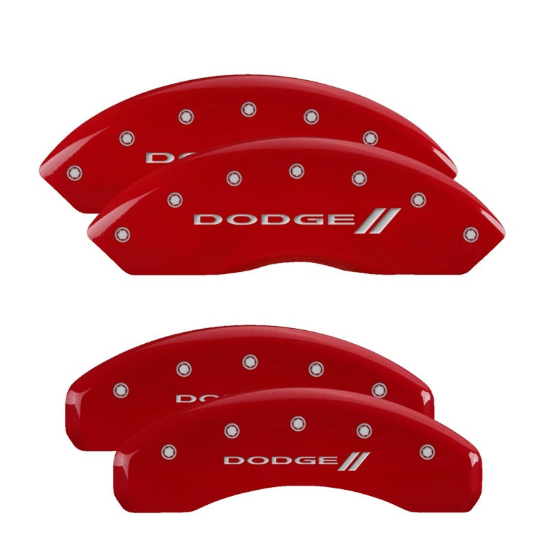 MGP Front set 2 Caliper Covers Engraved Front Bowtie Red finish silver ch