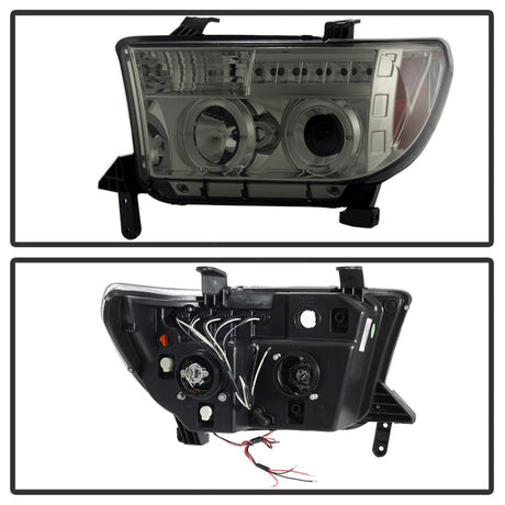 Phares de projecteur Spyder Toyota Tundra 07-13 LED Halo LED Smke PRO-YD-TTU07-HL-SM