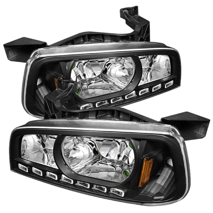 Phares à LED en cristal Xtune Dodge Charger 06-10 1 pièce Noir HD-ON-DCH05-1PC-LED-BK