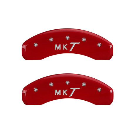 Couvre-étriers MGP 4 gravés à l'avant, gravés à l'arrière, finition rouge MKT, argent ch