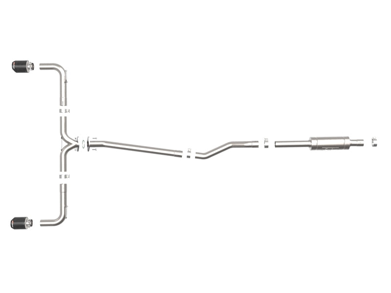 Échappement arrière de catalyseur aFe Takeda 2-1/2 po 304 SS avec embouts en fibre de carbone 14-18 Mazda 3 L4 2,0 ​​L/2,5 L