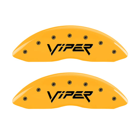 MGP 4 Caliper Covers Engraved Front Viper Rear Snake Yellow Finish Black Char 2002 Dodge Viper