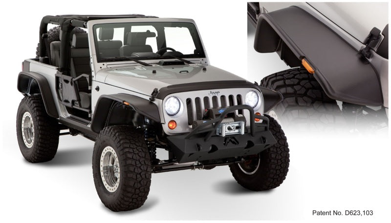 Bushwacker 07-18 Jeep Wrangler Flat Style Flares 4 pièces pour utilitaire sport 2 portes uniquement - Noir