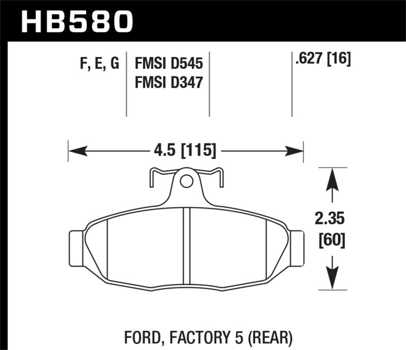 Plaquettes de frein arrière Hawk 86-92 Ford Taurus SHO / 89-92 Ford Thunderbird Super Coupé DTC-60 Race