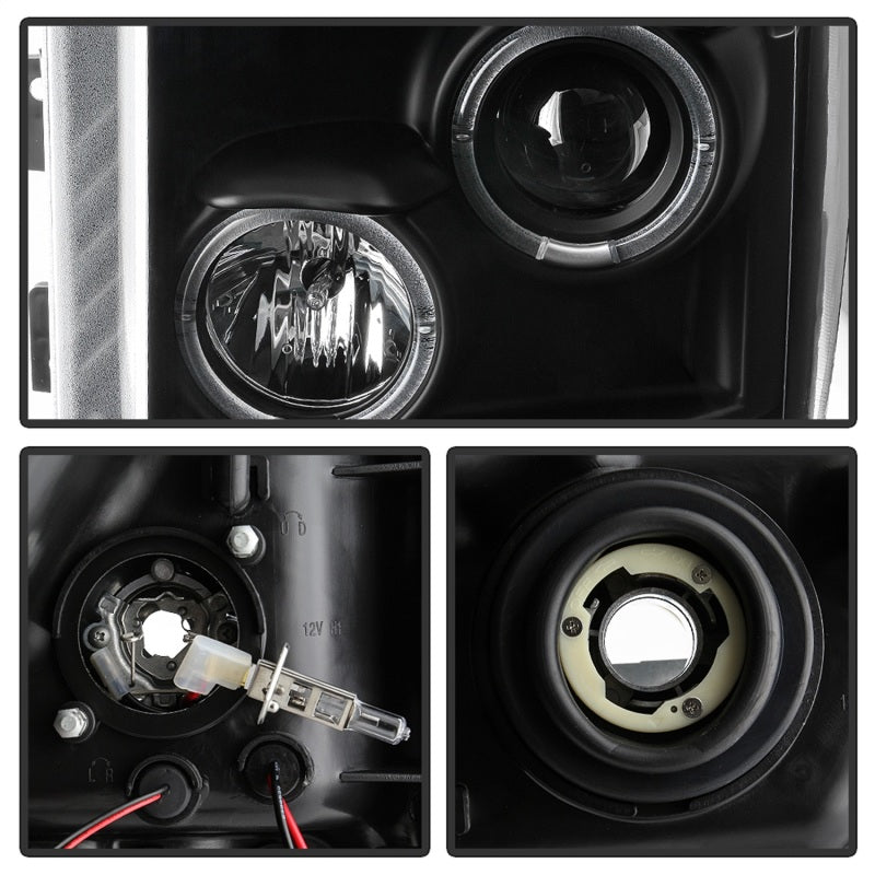 Phares de projecteur Spyder Ford Super Duty 11-16 LEDHalo DRL tout noir PRO-YD-FS11-HL-BKV2
