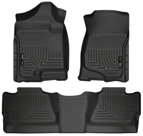 Revêtements de sol noirs Husky Liners 07-12 pour cabine multiplace Chevy Silverado/GMC Sierra WeatherBeater Combo