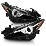 Phares de projecteur ANZO avec halo noir avec ambre 14-17 Mazda 3