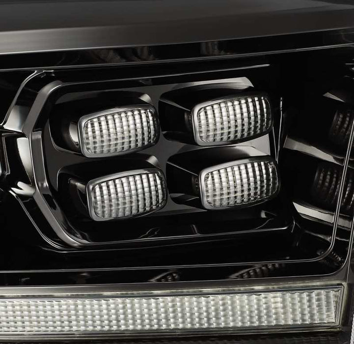 Phares à LED AlphaRex 09-18 Dodge Ram 2500HD LUXX de style planche, noirs avec signal Seq/DRL fumé