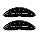 Couvre-étriers MGP 4 gravés avant et arrière Silverado finition noire argent ch