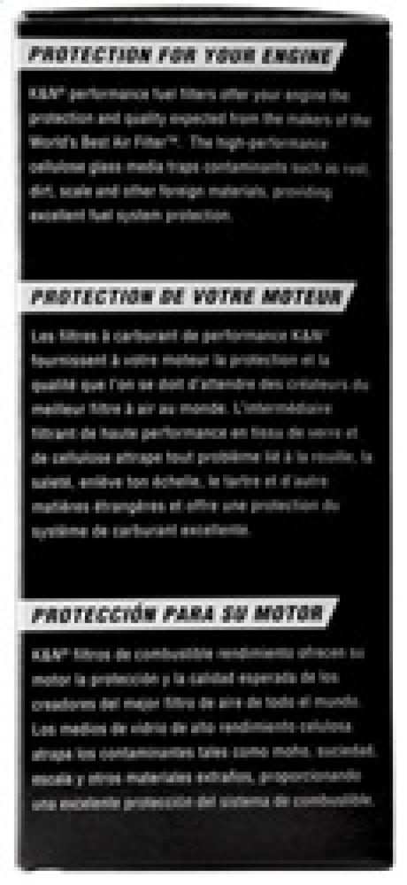 Filtre à carburant en cellulose K&amp;N 3 po de diamètre extérieur x 6,938 po de longueur