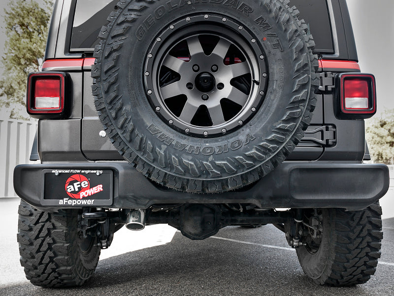 aFe MACH Force-Xp 2,5 pouces 409SS Système d'échappement Hi-Tuck à essieu arrière avec embout polaire 18-20 Jeep Wrangler (JL) V6 3,6 L