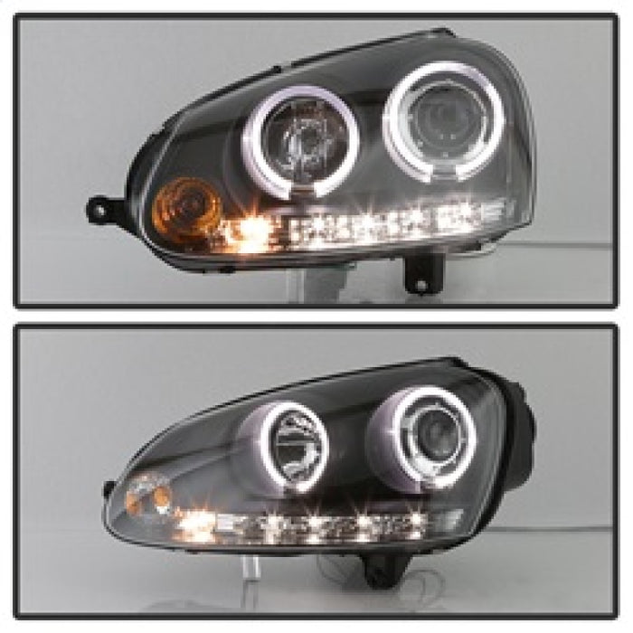 Spyder Volkswagen GTI 06-09/Jetta 06-09 Modèle halogène uniquement - Feux de jour à LED Halo noirs PRO-YD-VG06-HL-BK