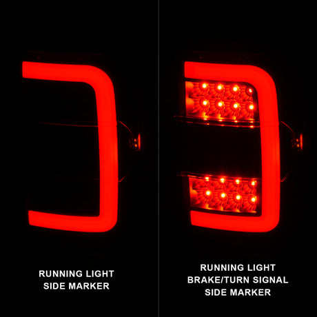 Feux arrière à LED ANZO 2001-2011 Ford Ranger avec barre lumineuse, boîtier noir, lentille transparente