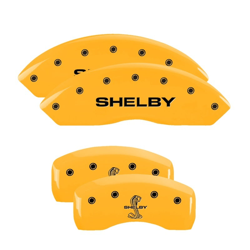 MGP 4 Caliper Covers Engraved Front Shelby Rear Snake Yellow Finish Black Char 2003 Ford Mustang