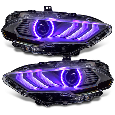 Phares à DEL Dynamic ColorSHIFT pour Ford Mustang 18-23 d'Oracle Lighting - Série noire VOIR LA GARANTIE