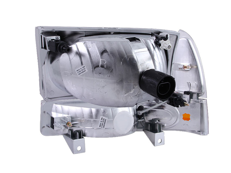 Phares en cristal ANZO 2000-2004 Ford Excursion Chrome avec feux d'angle 2 pièces