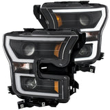 Phares de projecteur ANZO 2015-2017 Ford F-150 avec interrupteur de style planche noir avec ambre