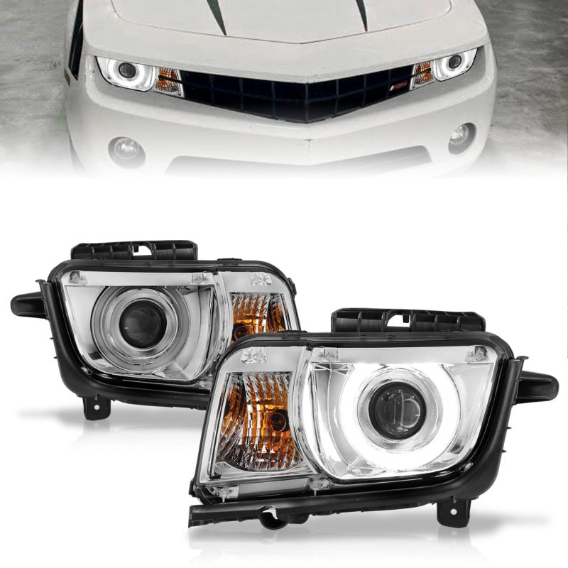 Phares de projecteur ANZO 2010-2013 Chevrolet Camaro avec halo chromé (CCFL)
