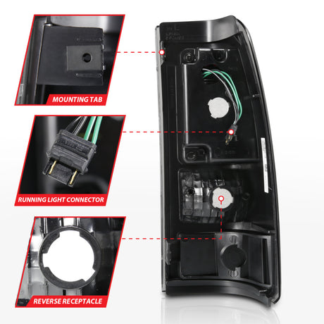 Feux arrière à LED ANZO 2003-2006 Chevy Silverado 1500 style planche noir avec lentille transparente