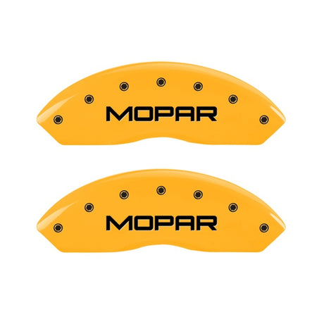 Couvre-étriers MGP 2 gravés avant finition jaune Mopar noir Char 2006 Jeep Wrangler