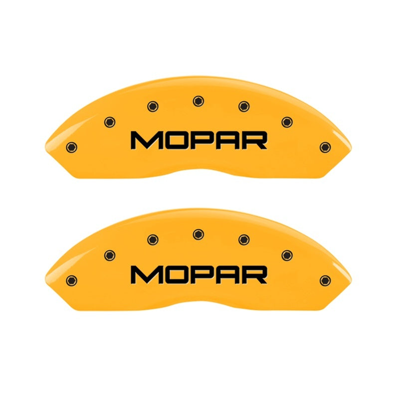 MGP 2 Caliper Covers Engraved Front Mopar Yellow Finish Black Char 2006 Jeep Wrangler