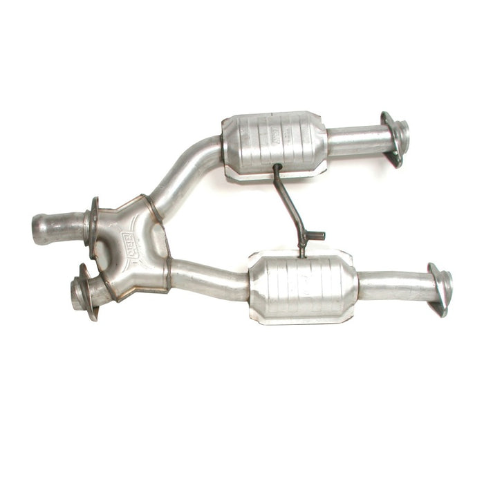 BBK 79-93 Mustang 5.0 Short Mid X Pipe avec convertisseurs catalytiques 2-1/2 pour collecteurs à tube long BBK