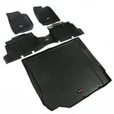 Revêtement de sol avant/arrière/cargo Rugged Ridge noir pour Jeep Wrangler JK 4 portes 2007-2010