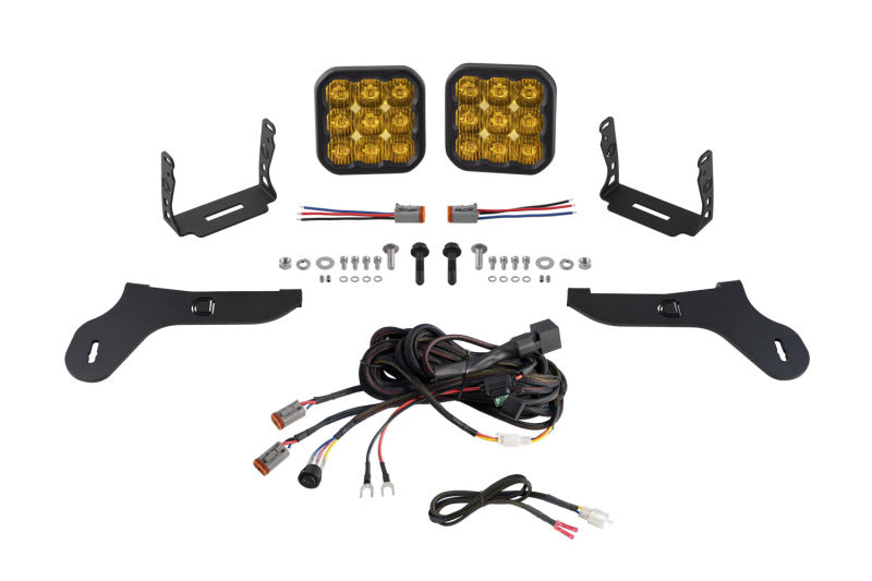 Diode Dynamics 17-20 Ford Raptor SS5 Bumper LED Pod Light Kit - Sport Yellow Driving