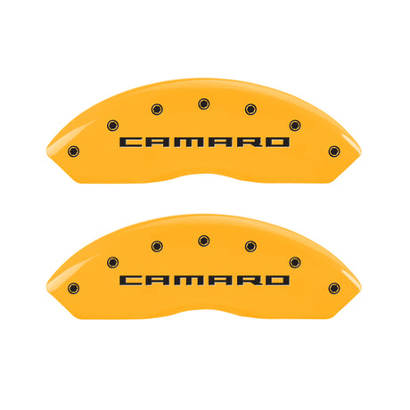 MGP 4 Caliper Covers Engraved Front & Rear Gen 5/Camaro Yellow finish black ch