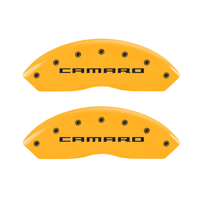 MGP 4 Caliper Covers Engraved Front & Rear Gen 5/Camaro Yellow finish black ch