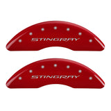 Couvre-étriers MGP 4 gravés avant et arrière Stingray Red finition argent ch