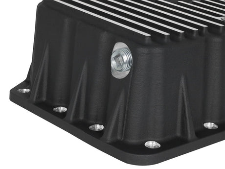 Carter d'huile moteur AFE Pro Series noir avec ailettes usinées ; Ford Powerstroke V8-6,7 L (td) 11-16