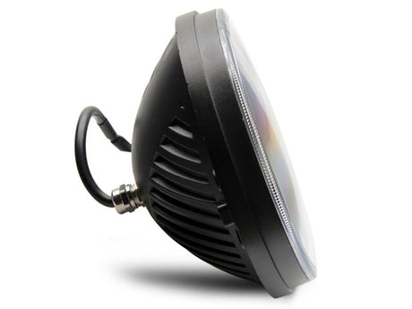 Phares à DEL axiaux Raxiom 97-18 Jeep Wrangler TJ et JK 7 pouces avec DRL - Boîtier noir (lentille transparente)