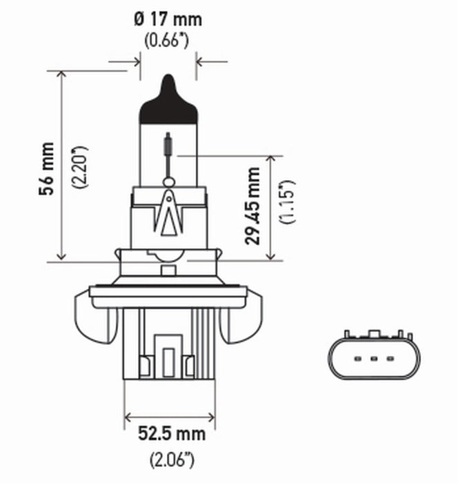 Ampoule Hella H13 12V 60/55W P264T T4 +50 (2)