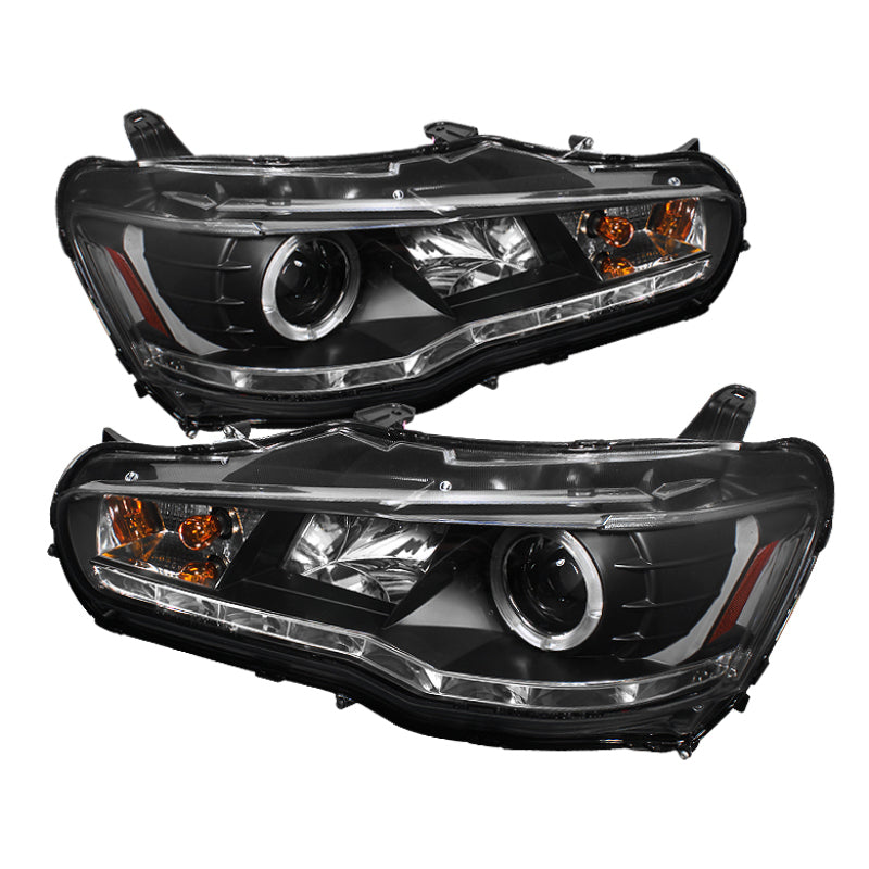 Projecteur Spyder Mitsubishi Lancer/EVO-10 08-14 Modèle halogène - LED Halo DRL Blk PRO-YD-ML08-DRL-BK