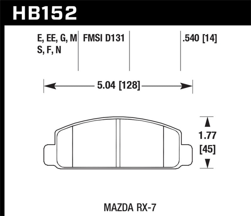 Hawk 84-91 Mazda RX-7 Blue 9012 Race Front Brake Pads