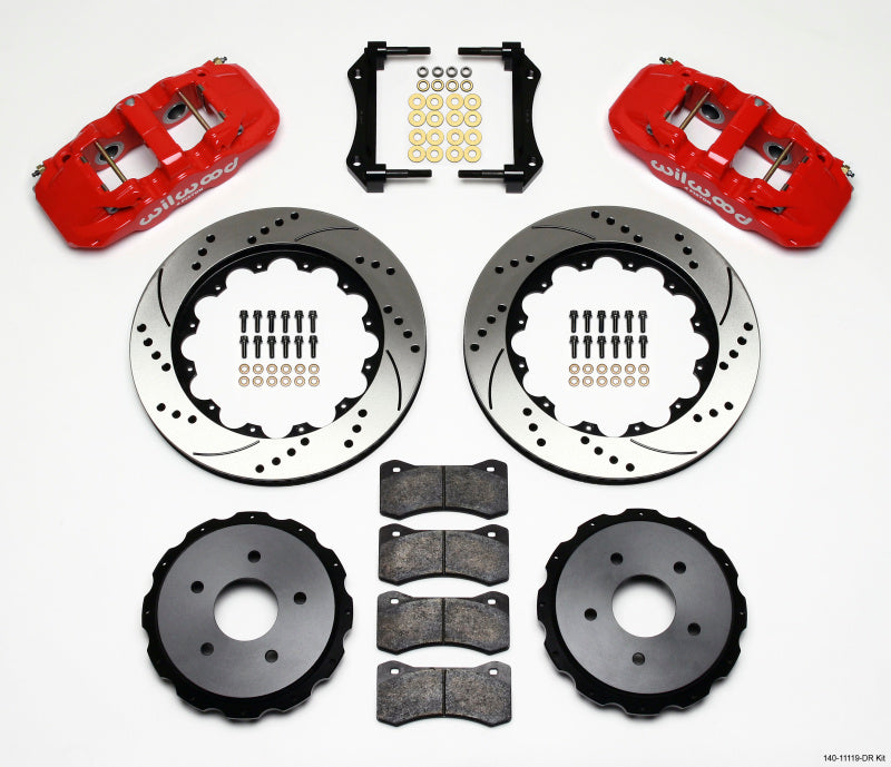 Kit arrière Wilwood AERO4 14,00 pouces percé rouge 97-04 Corvette C5/Z06 05-13 C6