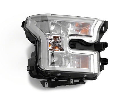 Phares de projecteur Raxiom 15-17 Ford F-150 avec accent LED - Boîtier chromé (lentille transparente)