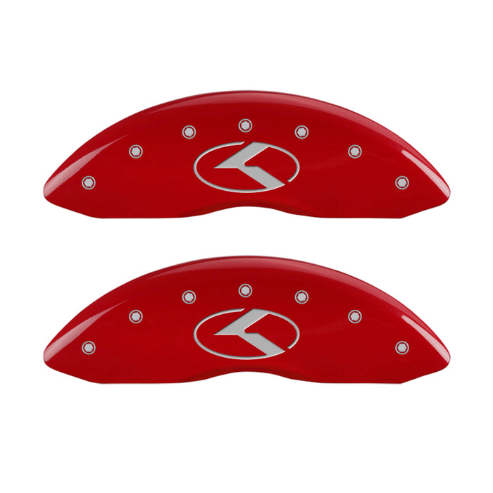 MGP 4 Caliper Covers Engraved Front & Rear Circle K/Kia Red finish silver ch