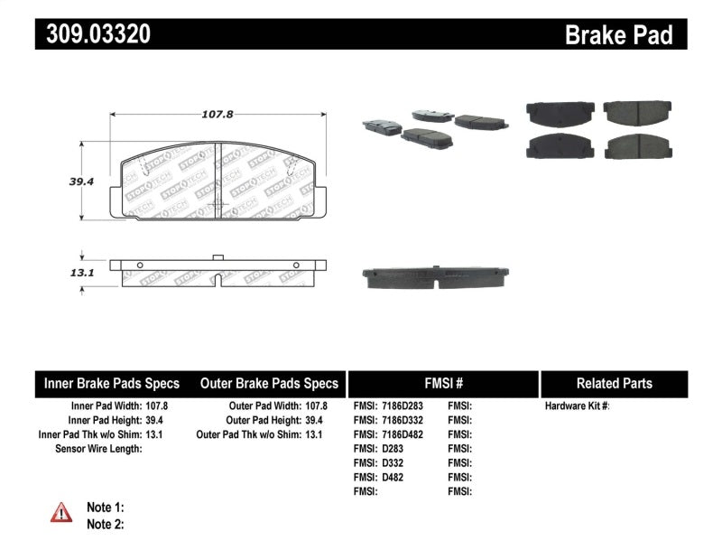 StopTech Performance 89-95 Mazda RX7 / 03-05 Mazda 6 Plaquettes de frein arrière