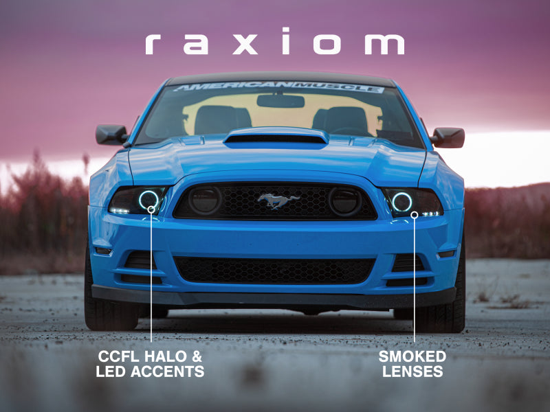 Raxiom 13-14 Ford Mustang avec phares de projecteur Halo HIDLED d'usine - Boîtier noir (lentille fumée)