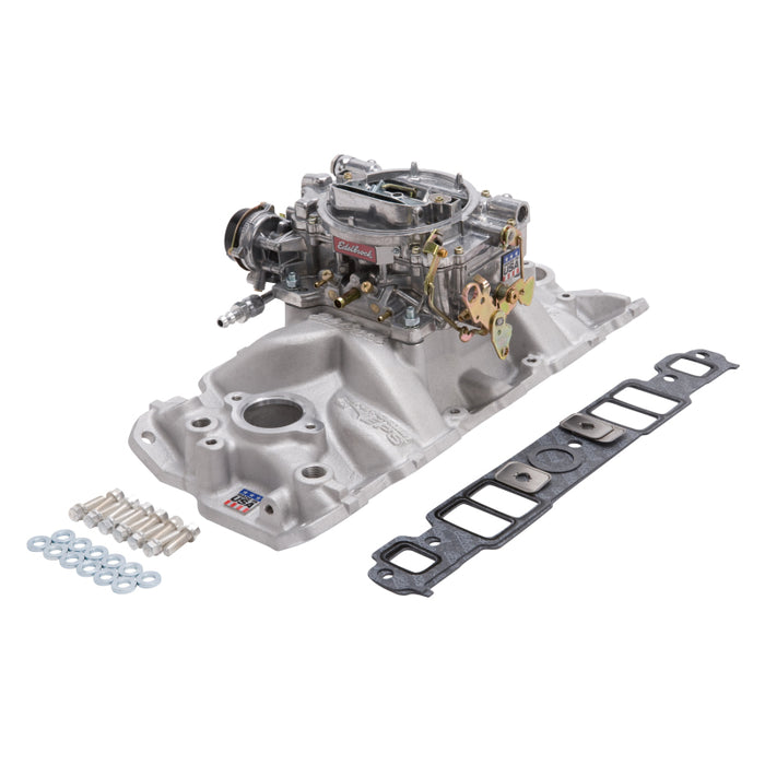 Kit collecteur et carburateur Edelbrock Performer Eps Small Block Chevrolet 1957-1986 Finition naturelle