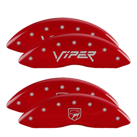 Couvre-étriers MGP 4 gravés à l'avant Gen 2/Viper gravés à l'arrière Gen 2/Snake Red finition argent ch