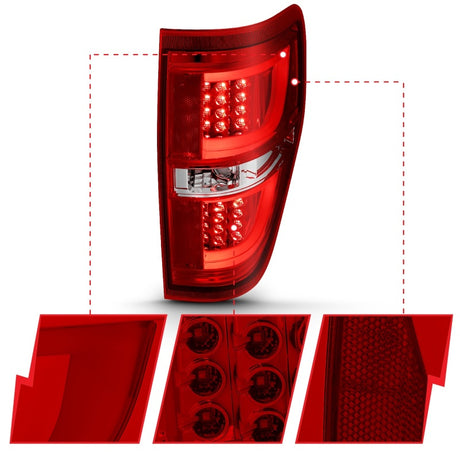 Feux arrière à LED ANZO 2009-2013 Ford F-150 Rouge/Clair