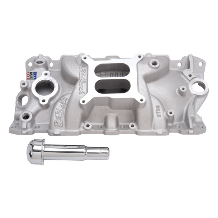 Collecteur d'admission Edelbrock Performer Eps avec tube de remplissage d'huile et reniflard pour Small-Block Chevy