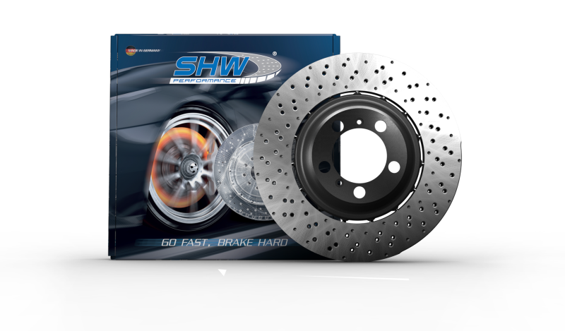 SHW 01-05 BMW 330i 3.0L Right Front Cross-Drilled Lightweight Brake Rotor (34112282872)