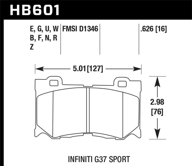 Plaquettes de frein avant de course Hawk 10-12 Infiniti FX50 / 09-12 G37 / 09-13 Nissan 370Z DTC-30